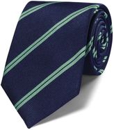 Thumbnail for your product : Charles Tyrwhitt Navy and green silk classic double stripe tie