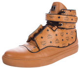 Thumbnail for your product : MCM Visetos Leather-Trimmed Sneakers