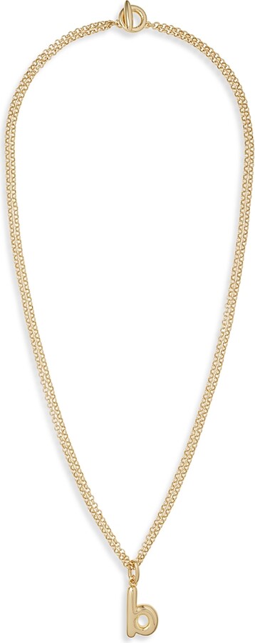 Roxanne Assoulin Puffy Initial Double Chain Pendant Necklace 26