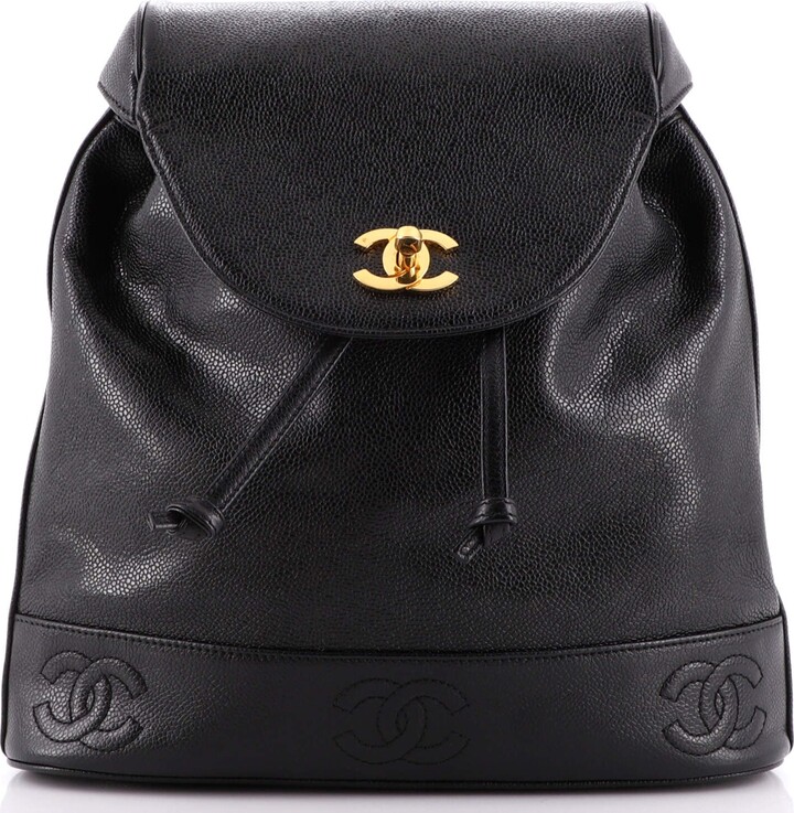Chanel Vintage Triple Stitched CC Flap Backpack Caviar Medium - ShopStyle