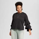 Thumbnail for your product : Notations Women's Plus Size Ruffled Sleeve Tie Back Blouse