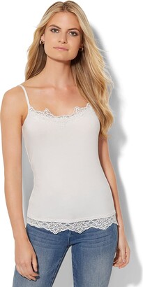 New York and Company Metallic Lace-Trim Camisole