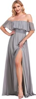 Thumbnail for your product : Ever-Pretty Women Evening Gowns A Line Off The Shoulder Thigh High Slit Dark Purple 10