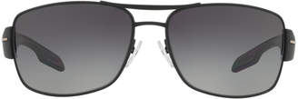 Prada Men's Gradient Polarized Rectangular Metal Sunglasses