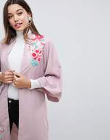 Thumbnail for your product : Dragon Optical Asos Design ASOS Premium Kimono Duster Jacket with Embroidery