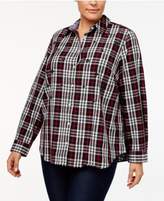 Thumbnail for your product : Charter Club Plus Size Cotton Jeweled Plaid Shirt, Created for Macy's
