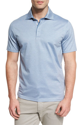 Ermenegildo Zegna Stretch-Cotton Polo Shirt, Light Blue