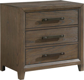 Bloomsbury Market Dark Walnut Finish Nightstand of 3 Drawers Classic Design Bedroom Furniture 1pc