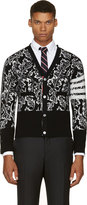 Thumbnail for your product : Thom Browne Black & White Cashmere Leaf Print Cardigan