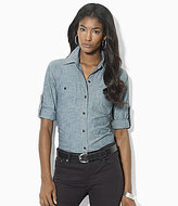 Thumbnail for your product : Lauren Ralph Lauren Chambray Roll-Sleeve Shirt