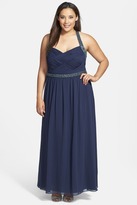 Thumbnail for your product : Calvin Klein Beaded Chiffon Gown (Plus Size)