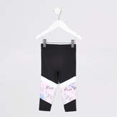 Thumbnail for your product : River Island Mini girls black RI Active panelled leggings