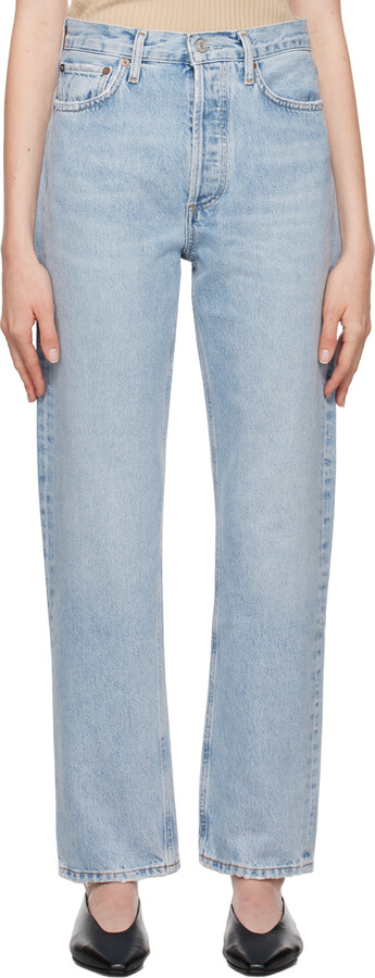 AGOLDE Blue 90's Pinch Waist High Rise Straight Jeans