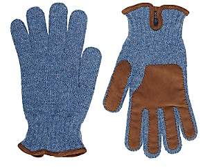 Barneys New York Men's Suede-Trimmed Wool Gloves-Lt Blue