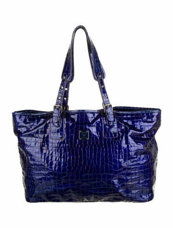 silver mcm tote