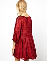 Thumbnail for your product : ASOS Smock Dress With Velvet Burnout