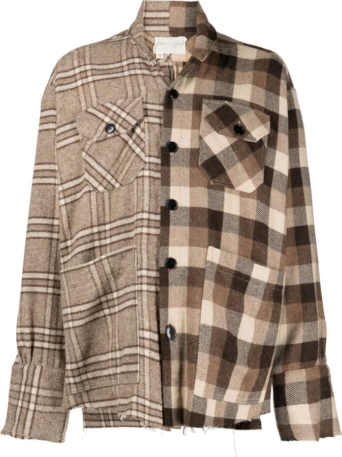 Greg Lauren Mix-Print Long-Sleeve Shirt