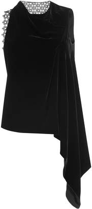 Roland Mouret Velvet Top with Asymmetric Hemline and Lace
