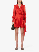 Thumbnail for your product : Zimmermann Ruffled silk-charmeuse mini wrap-dress