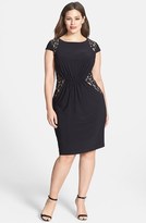 Thumbnail for your product : Adrianna Papell Lace Inset Matte Jersey Dress (Plus Size)