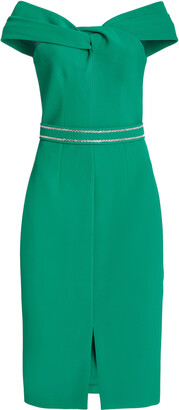 Safiyaa Women's Exclusive Crystal-Embellished Crepe Midi Dress - Green - Moda Operandi
