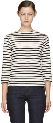 ALEXACHUNG Ecru and Black Long Sleeve Breton Stripe T-Shirt