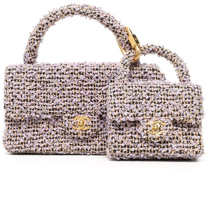 Mini flap bag, Tweed & gold-tone metal, black, pink & burgundy — Fashion |  CHANEL