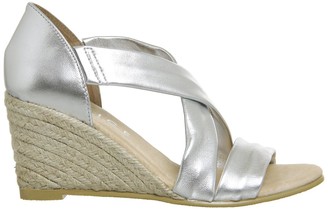 Office Maiden Cross Strap Wedge Silver Leather