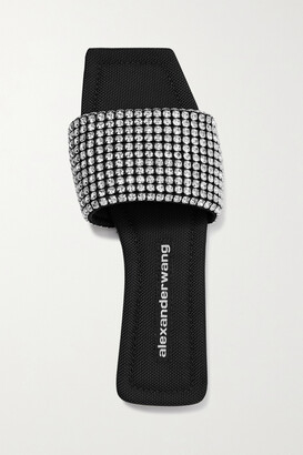 Alexander Wang Anya Crystal-embellished Leather Slides - Black