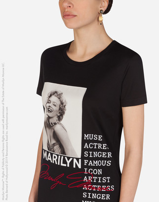 Dolce & Gabbana Jersey T-Shirt With Marilyn Monroe Print And Embroidery