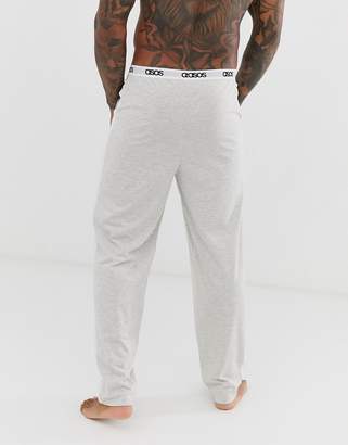 ASOS DESIGN lounge pyjama bottom in grey marl with side stripe and branded waistband