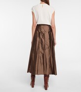 Thumbnail for your product : S Max Mara Tazzina pleated silk satin midi skirt
