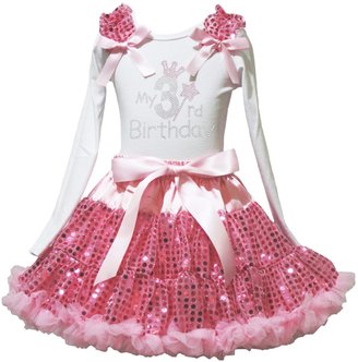 Petitebella My 3rd Birthday Dress L/s Shirt Sequin Skirt Girl Clothing 1-8y