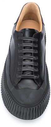 Jil Sander Ridged-Sole Leather Low-Top Sneakers