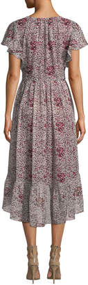 Shoshanna Elnora Asymmetric Shirred Floral Dress