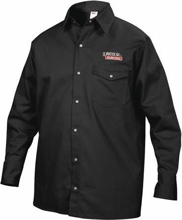 LINCOLN ELECTRIC KH809L Flame-Resistant Collared Shirt,Black,L