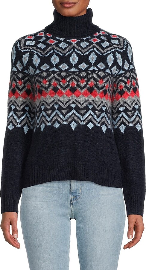 Filoro Fair Isle Turtleneck Cashmere Sweater - ShopStyle