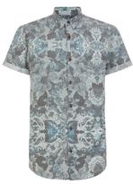 Thumbnail for your product : New Look Blue Textured Floral Print Short Sleeve Shirt