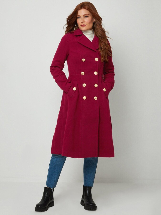 berry belted wrap coat