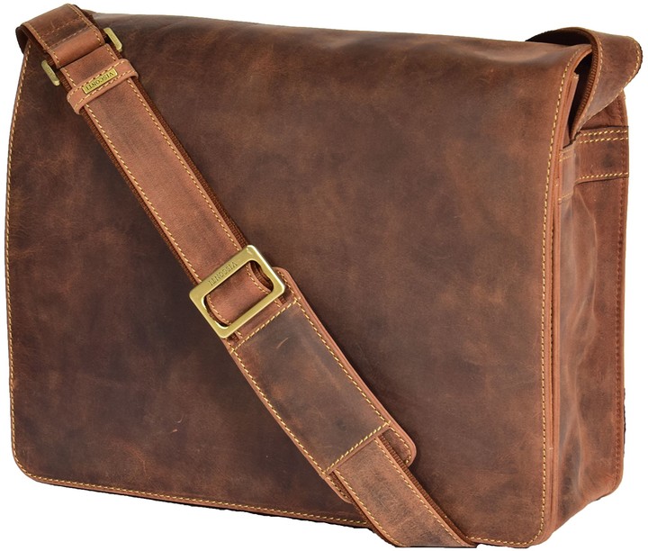 Mens Leather Messenger Shoulder Laptop Satchel Cross Body Brown bag A48 