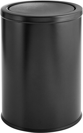 mDesign Small Round Metal 4.8 Gallon Covered Bathroom Swing Lid Trash ...