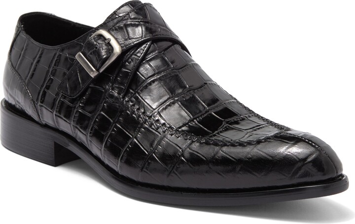 MAISON FORTE Richards Croc-Embossed Monk Strap Shoe