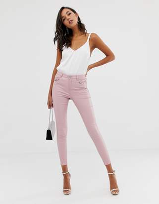 Lipsy coated skinny jeans in pink