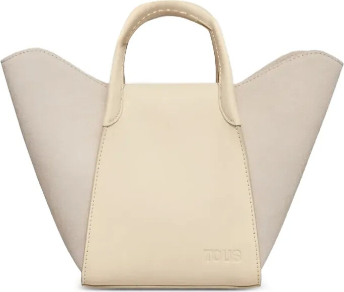Tulip suede-panel leather tote bag