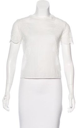 Band Of Outsiders Lace-Accented Short Sleeve Top