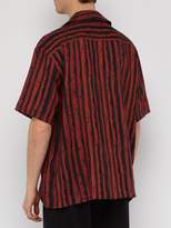 Thumbnail for your product : Martine Rose Distressed Stripe Linen Shirt - Mens - Red