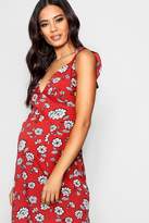 Thumbnail for your product : boohoo Maternity Floral Ruffle Plunge Maxi Dress