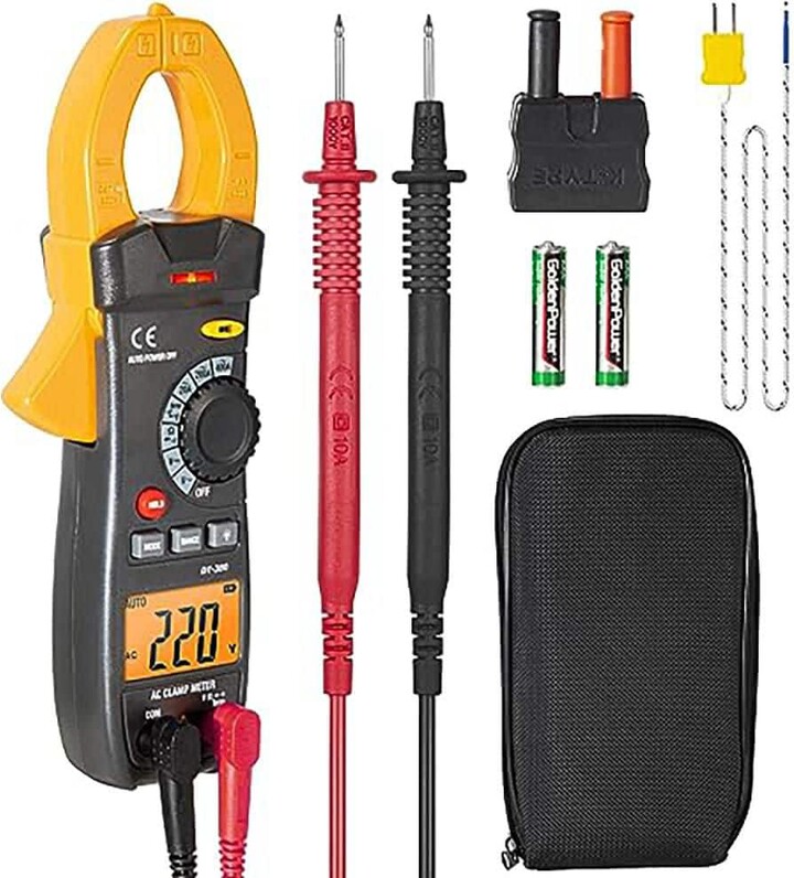 EKIEUDL Digital AC/DC Clamp Meter O-Shaped Jaw Auto-Ranging Voltage Amp Tester Flashlight Backlight DT-380