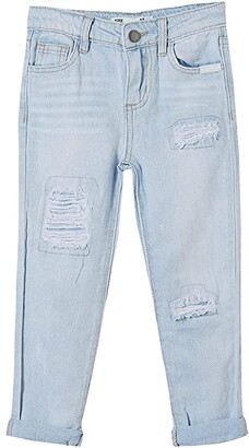 REWANGOING Big Girls Fashin Distressed Ripped Hole BF Jeans Cotton Teens Slim Denim Pants 