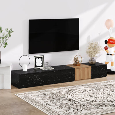 Latitude Run TV Stand, 4 Storage Drawers And Walnut Wood Grain Finish For Televisions Up To 88''